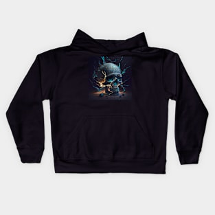 Aqua Skull with Gold Chips Kids Hoodie